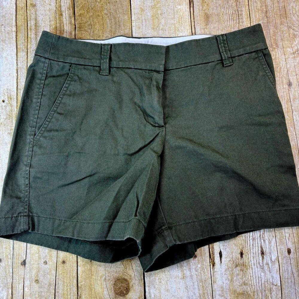 JCrew Womens Chino Shorts Size 2 Green 5" Inseam Mid Rise Pockets